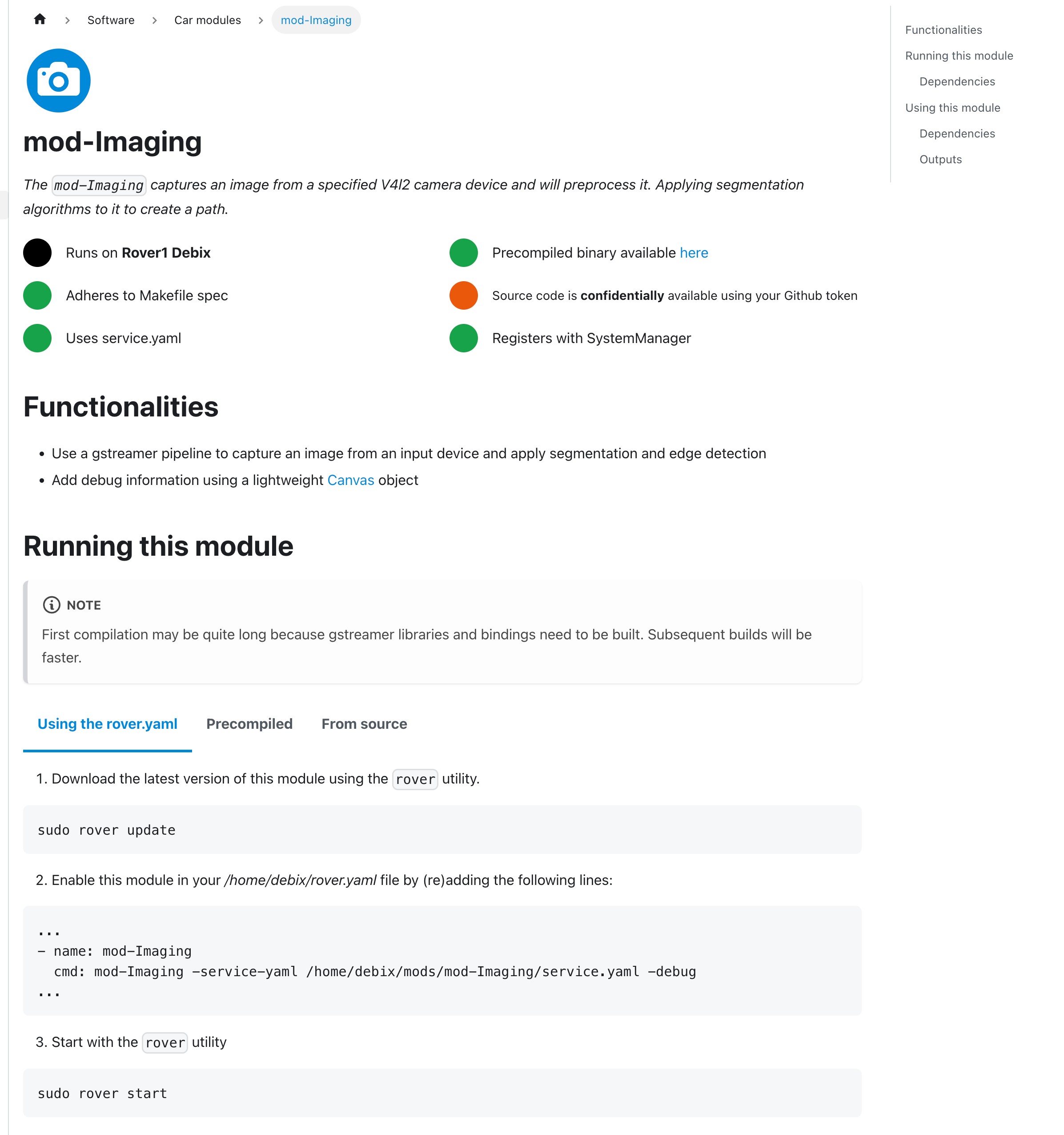 Example of ASE documentation for the ASE Imaging module